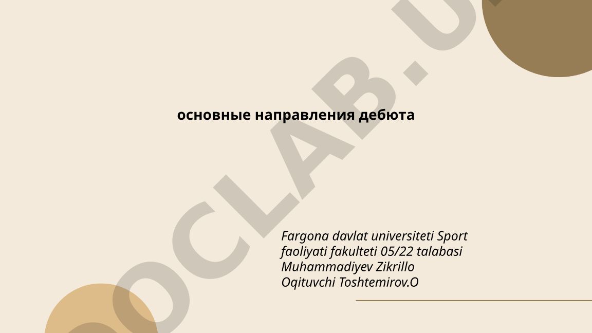 Основные направления дебюта в шахматах