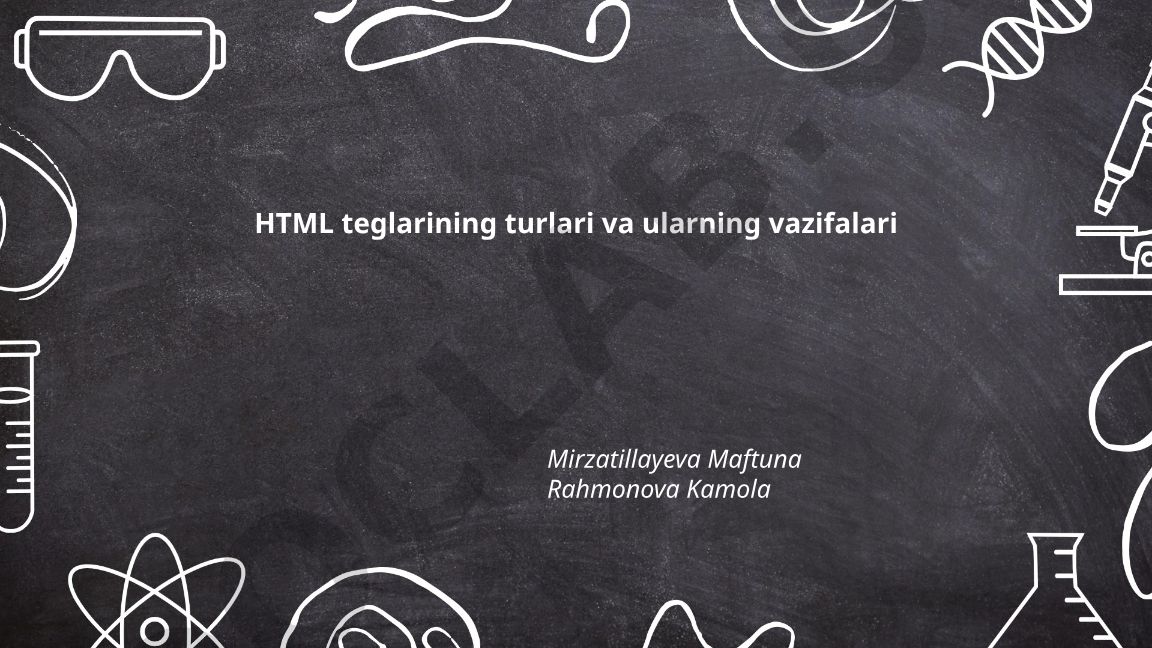 HTML teglarining turlari va ularning vazifalari