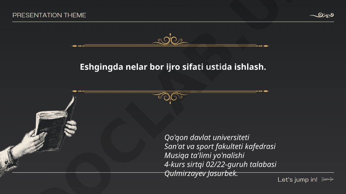 Eshgingda nelar bor qo'shig'ining ijro sifati ustida ishlash