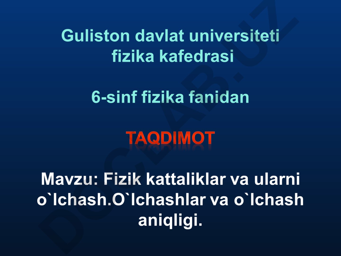 Fizik kattaliklar va o'lchash tizimlari