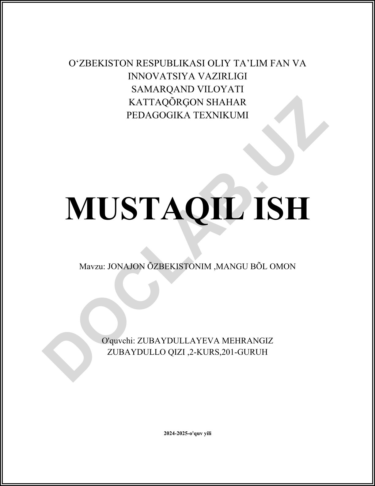 Jonajon O'zbekiston: tarixiy istiqbol