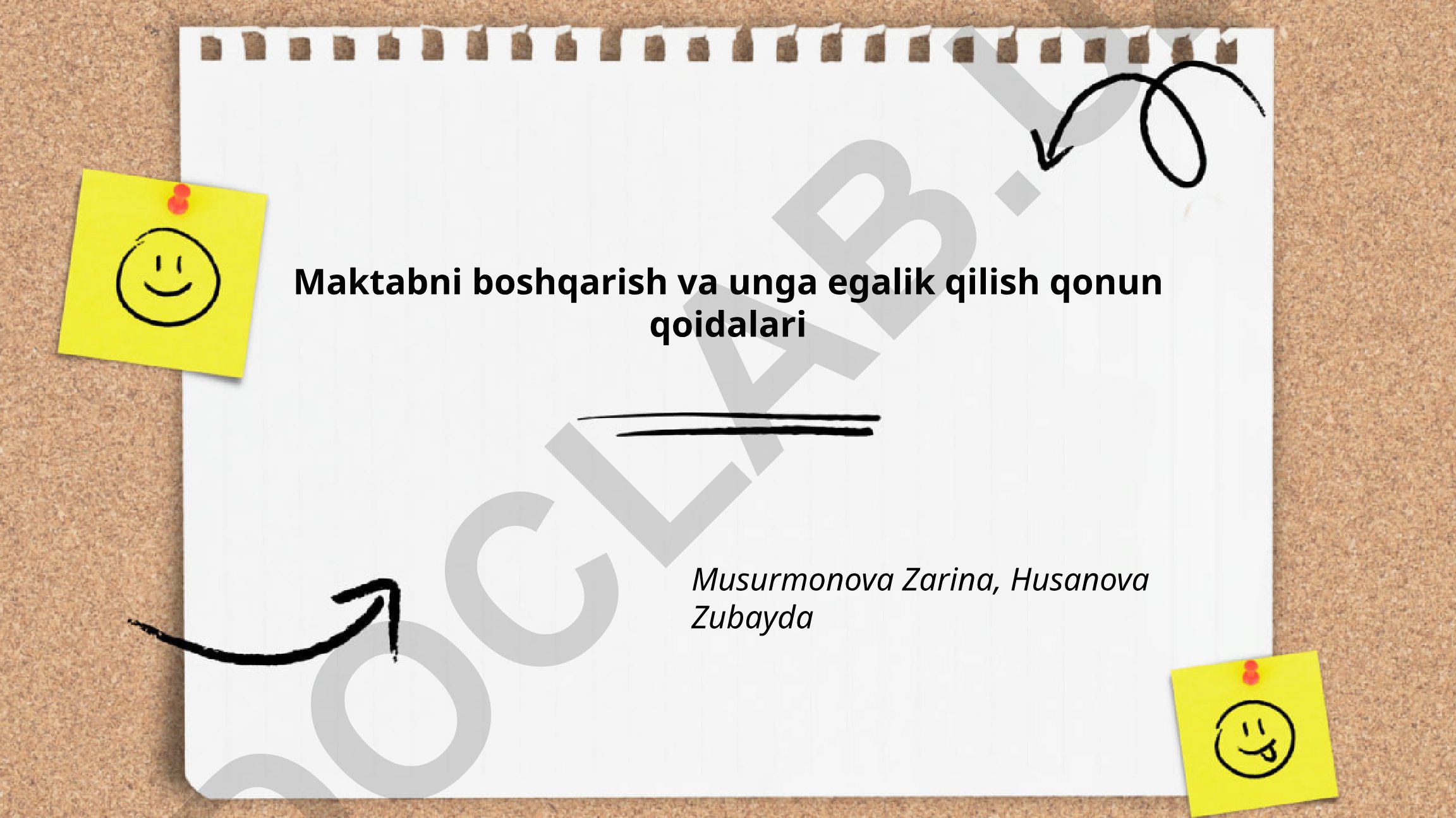 Maktabni boshqarish va unga egalik qilish qonun qoidalari