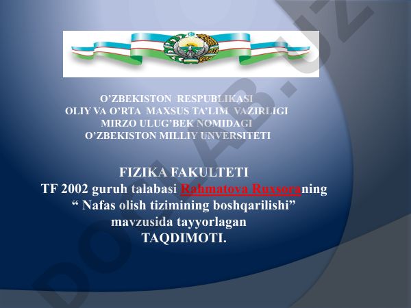 Nafas olish tizimining boshqarilishi