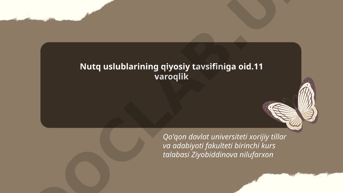 Nutq uslublarining qiyosiy tavsifi