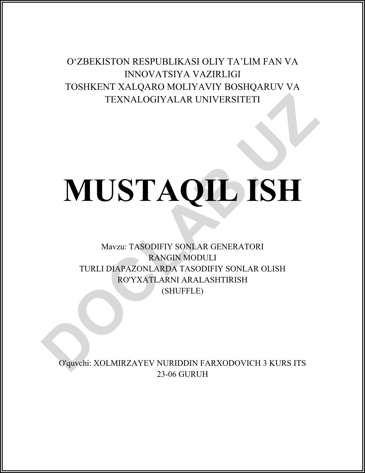 Tasodifiy sonlar generatori: asosiy tushunchalar, urug' va reproduktiv tajribalar, randint funksiyasi
