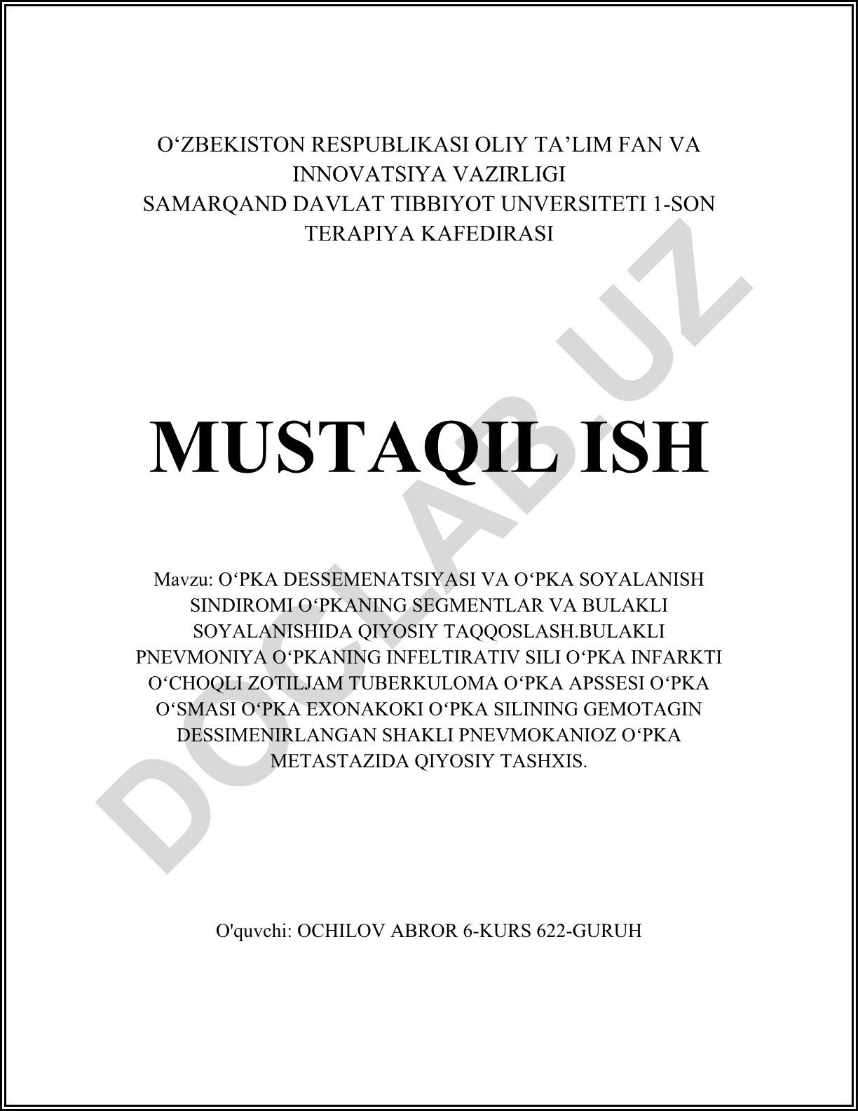 Oʻpka dessemnatatsiyasi va oʻpka soyalanish sindromi