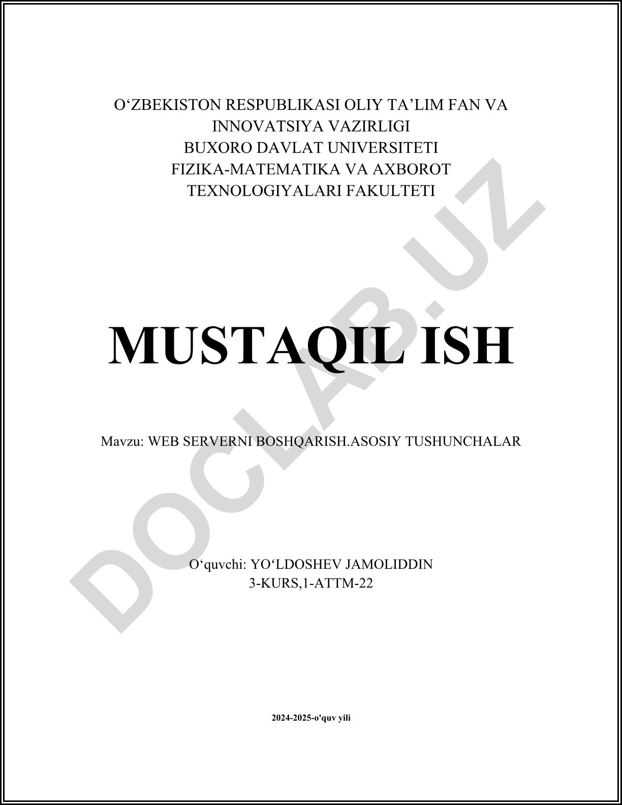 Web Serverni Boshqarish