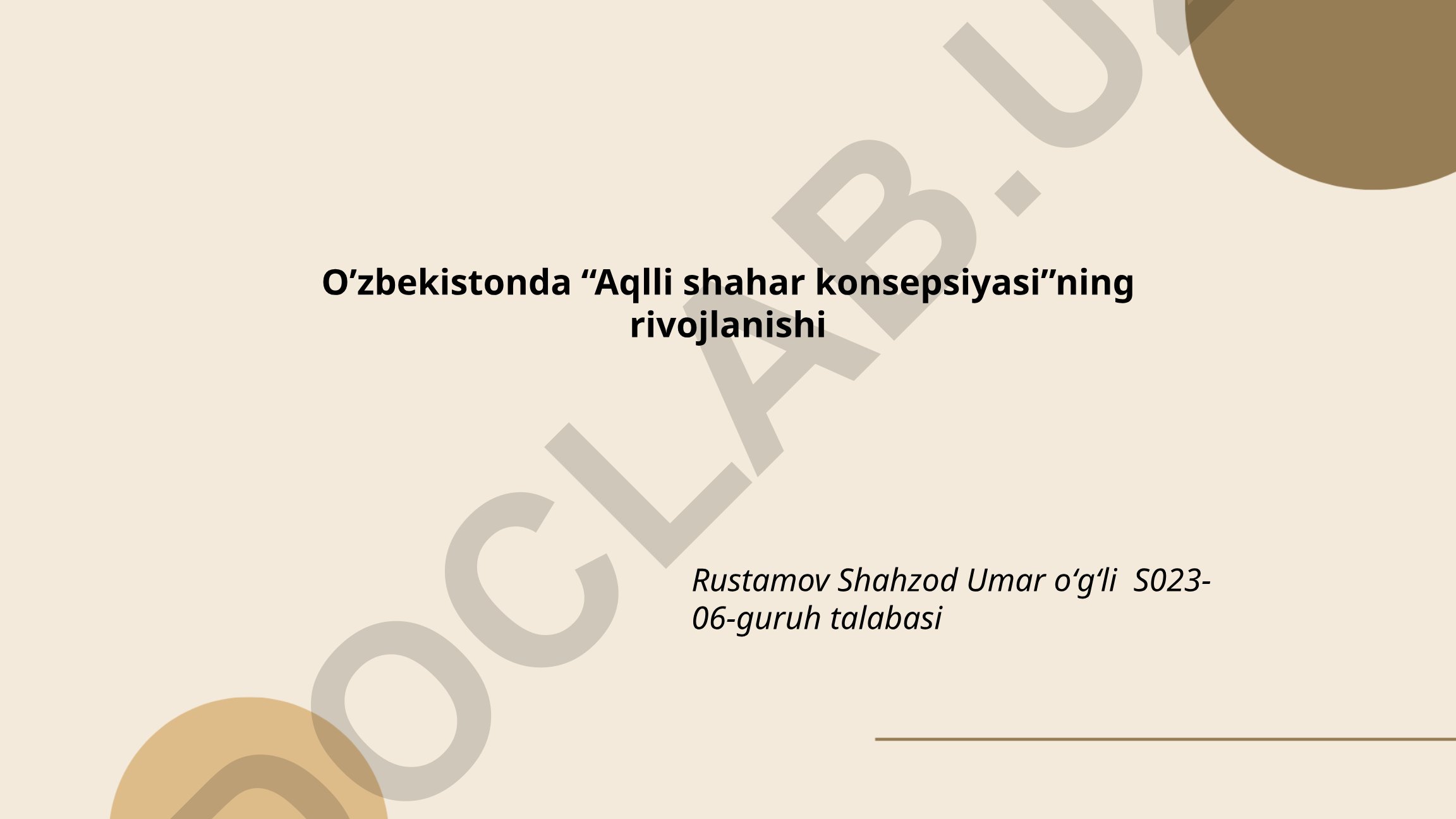 O'zbekistonda Aqlli shahar konsepsiyasining rivojlanishi