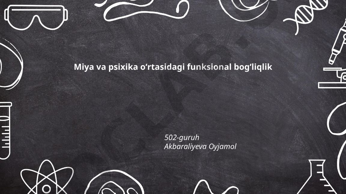 Miya va psixika oʻrtasidagi funksional bogʻliqlik
