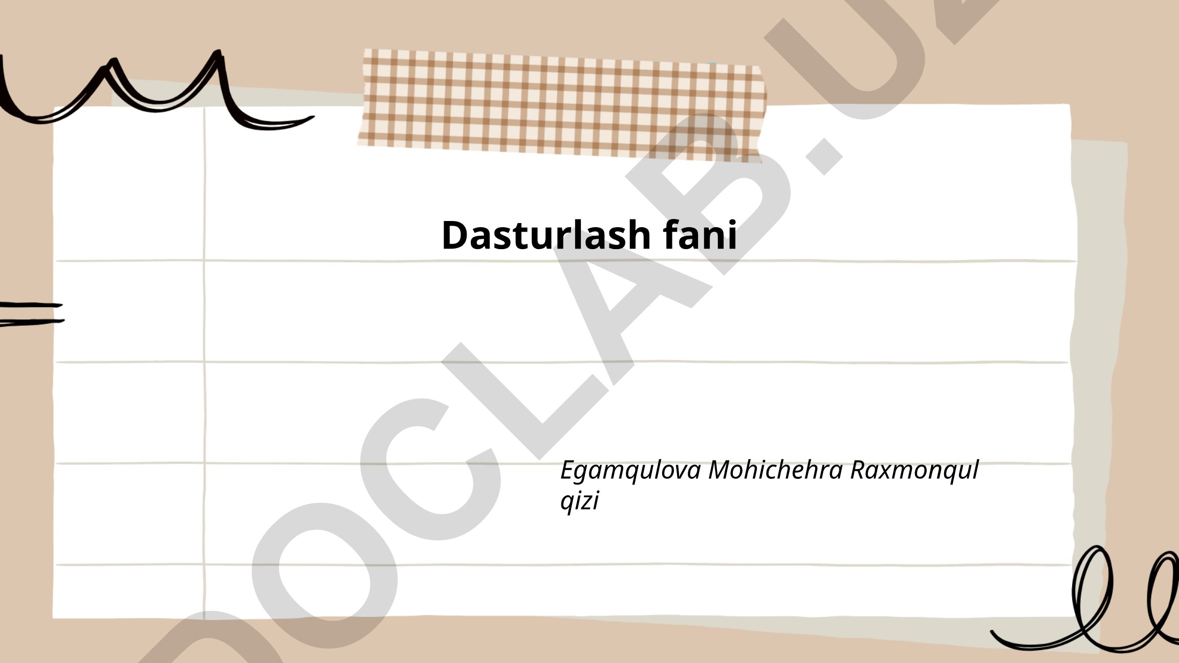 Dasturlash fanining asosiy tushunchalari va dasturlash tillari