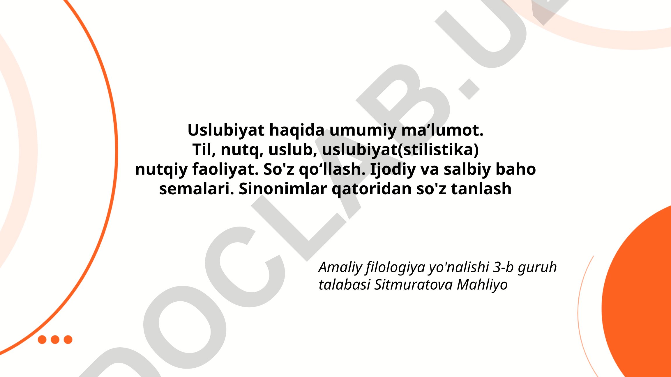 Uslubiyat (stilistika) tushunchasi va nutqiy faoliyat
