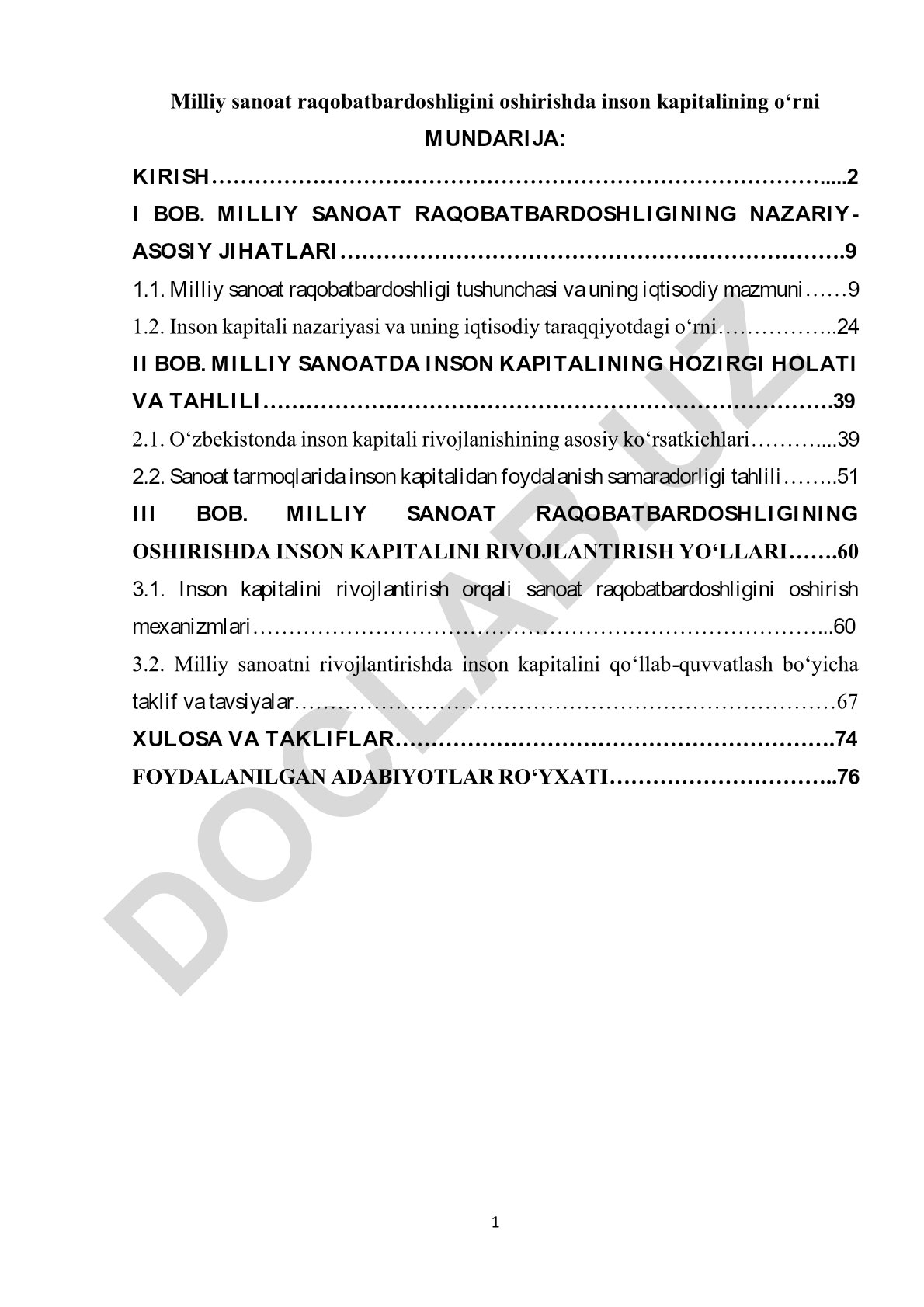 Milliy sanoat raqobatbardoshligini oshirishda inson kapitalining o‘rni