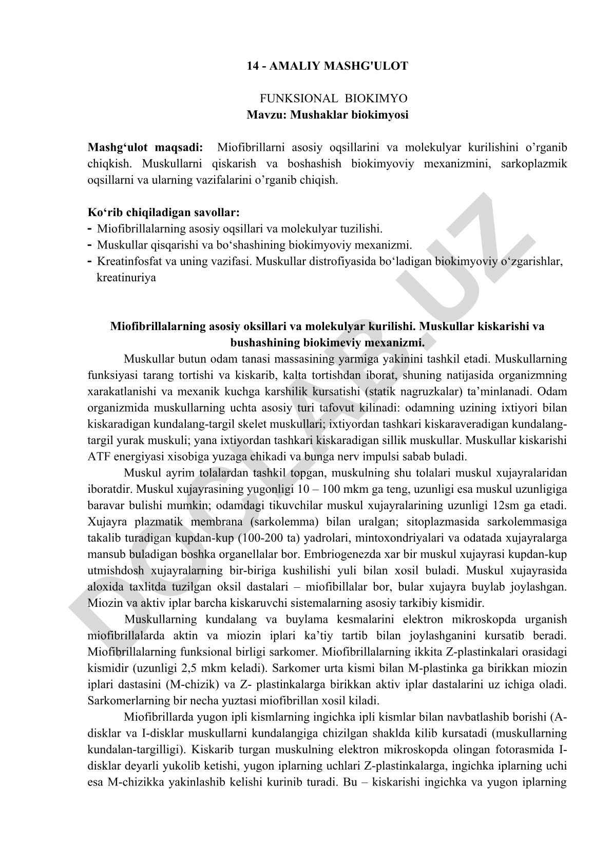 Mushaklar biokimyosi