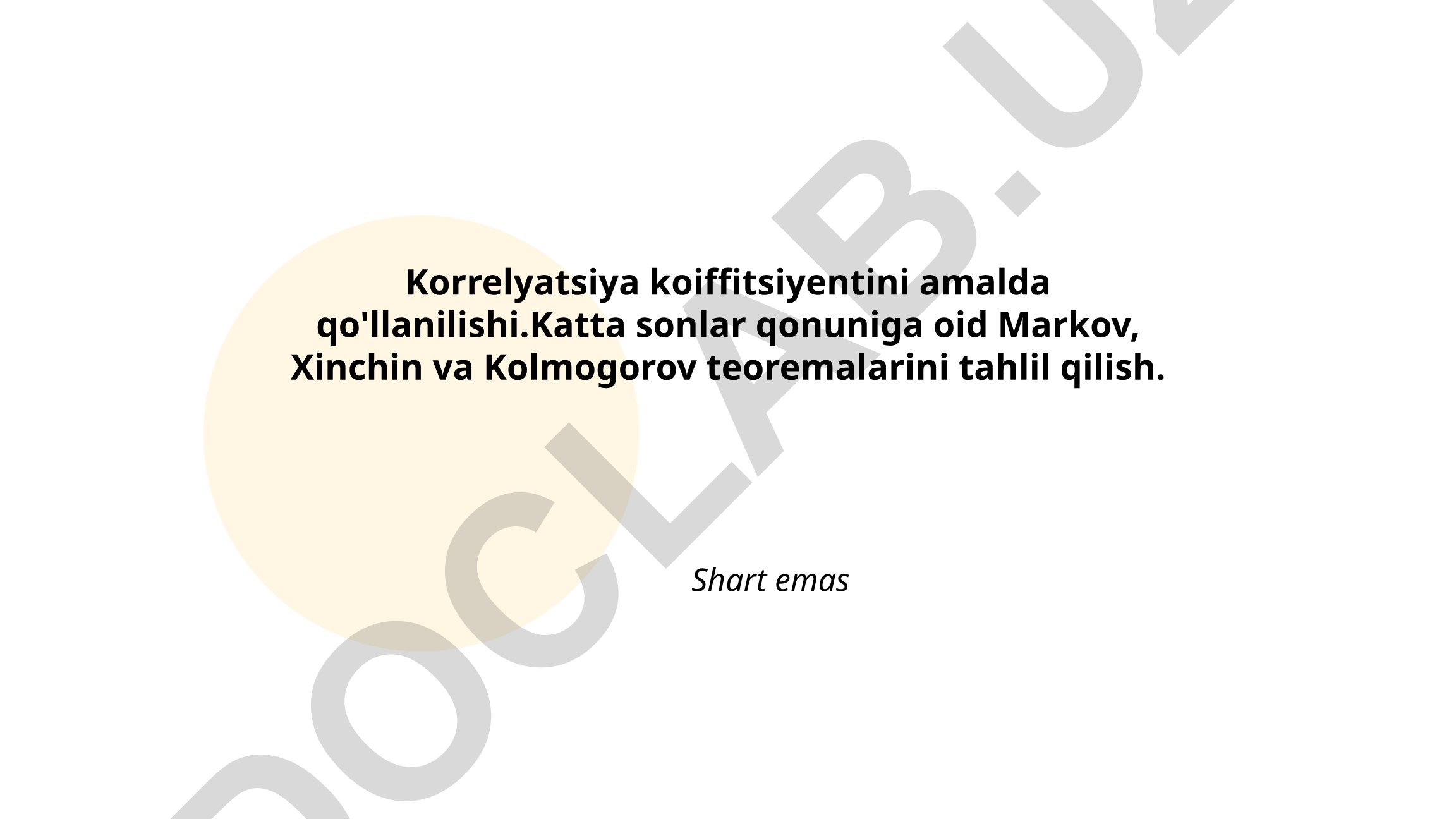 Korrelyatsiya koeffitsiyenti va katta sonlar qonuni teoremalari