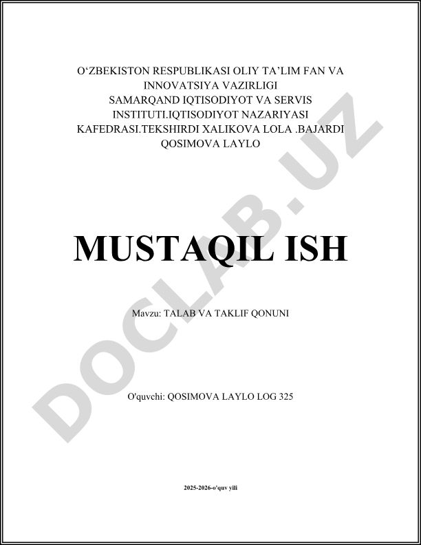 Talab va taklif qonuni
