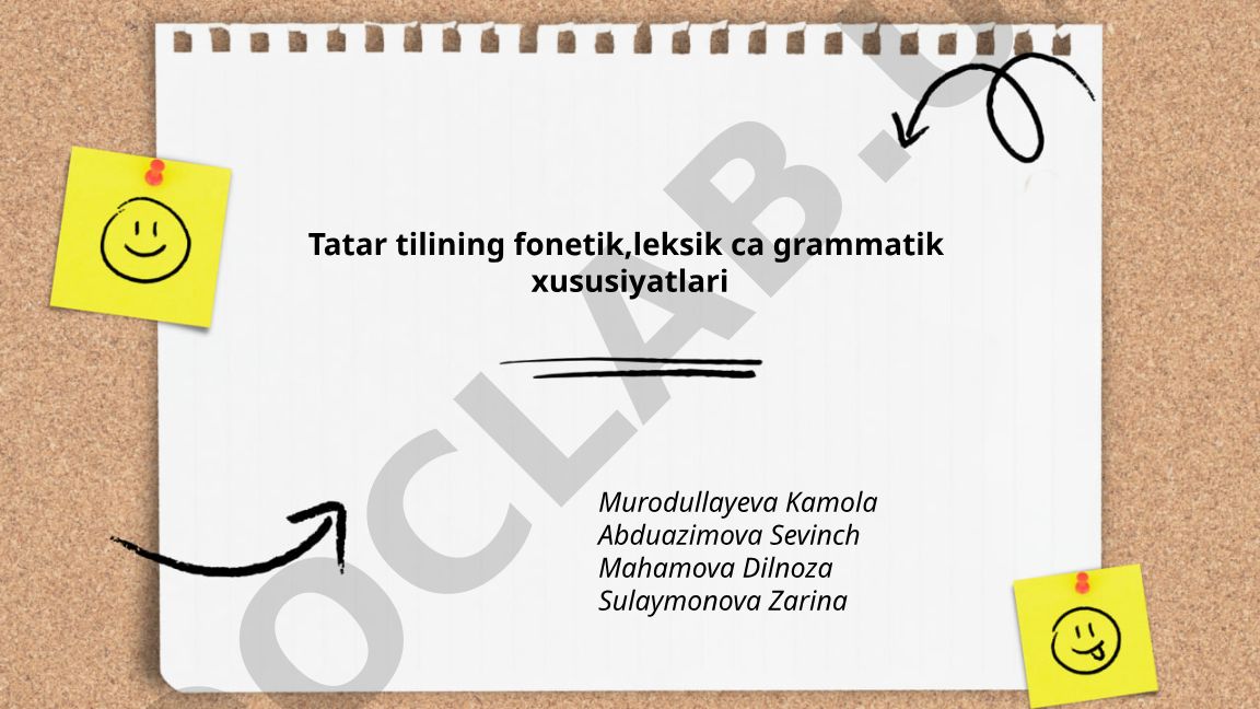 Tatar tilining fonetik, leksik va grammatik xususiyatlari