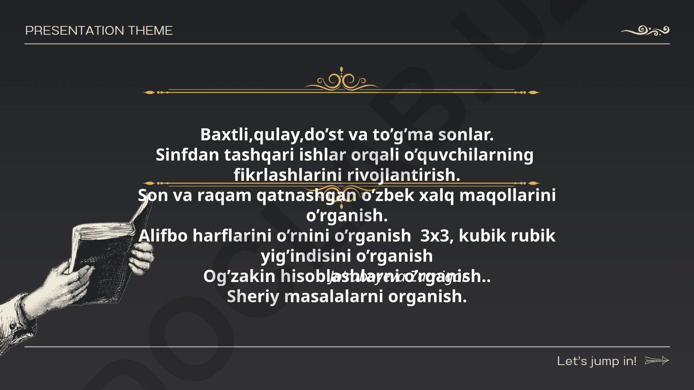 Baxtli, qulay, do'st va to'g'ma sonlar haqida matematik taqdimot