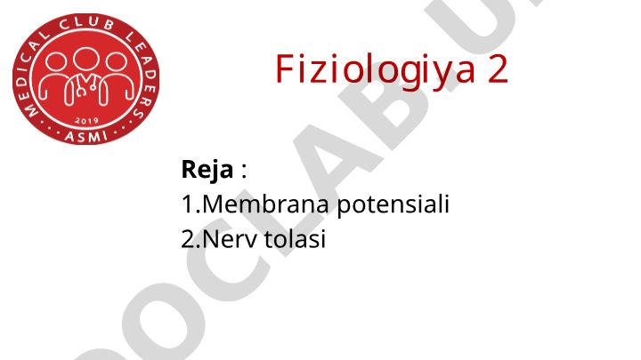Membrana potensiali va nerv tolasi fiziologiyasi