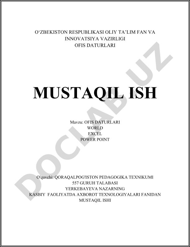 Ofis dasturlari World Excel Power Point