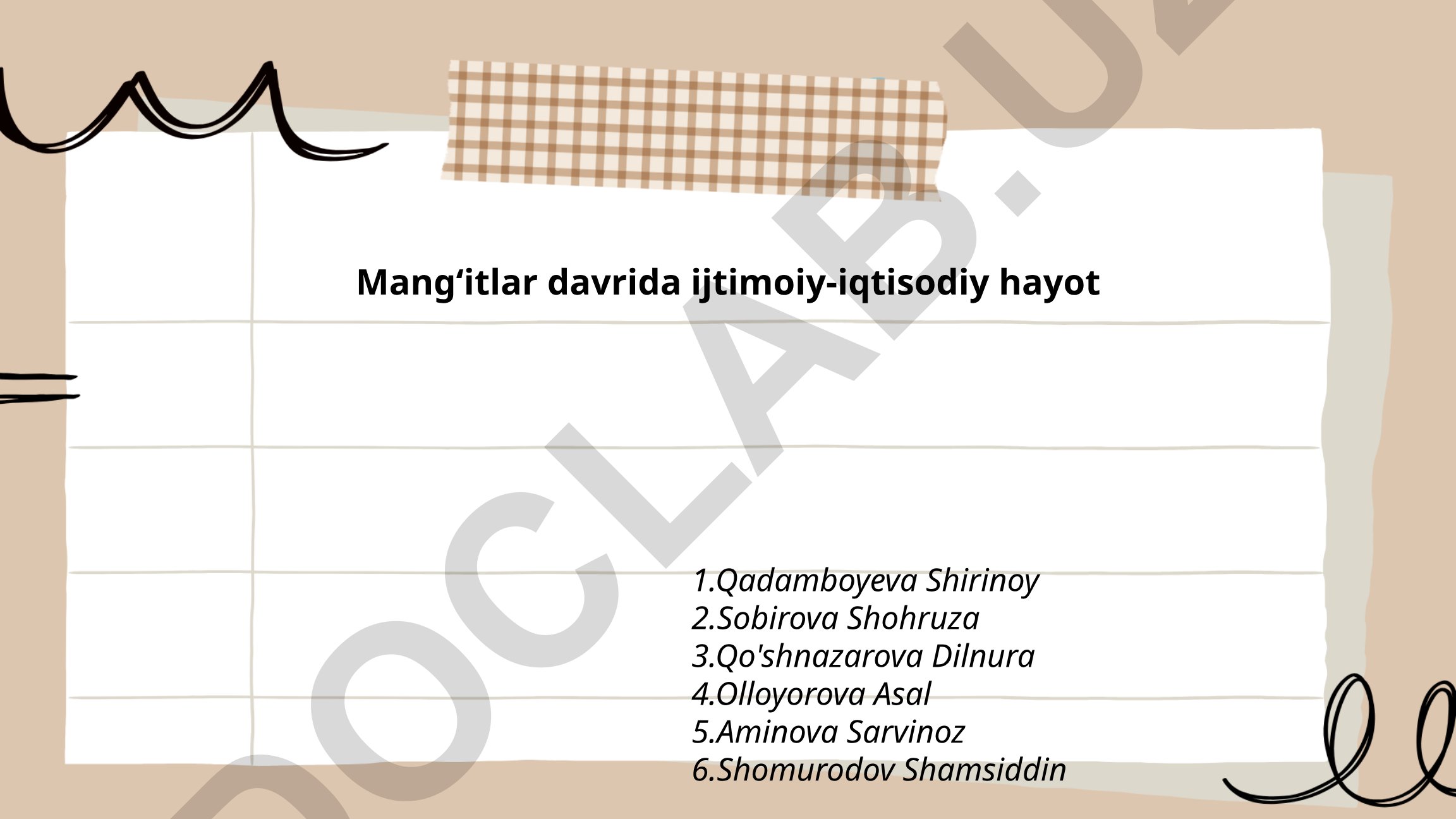 Mangʻitlar davrida ijtimoiy-iqtisodiy hayot