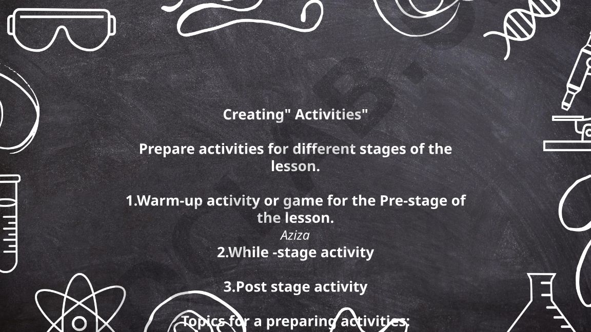 Teaching reading activities for lesson stages