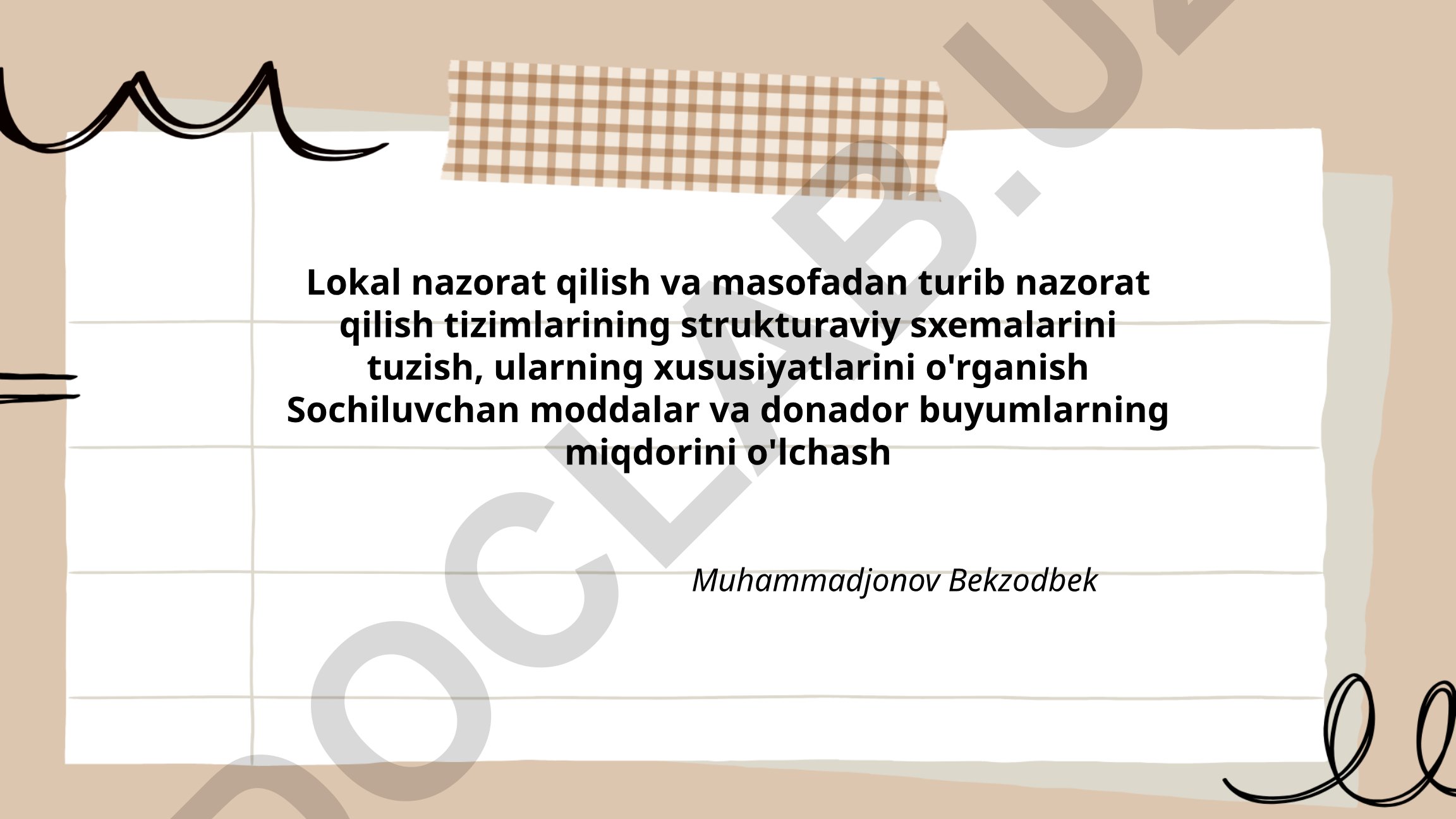 Lokal va masofadan turib nazorat qilish tizimlarining strukturaviy sxemalari