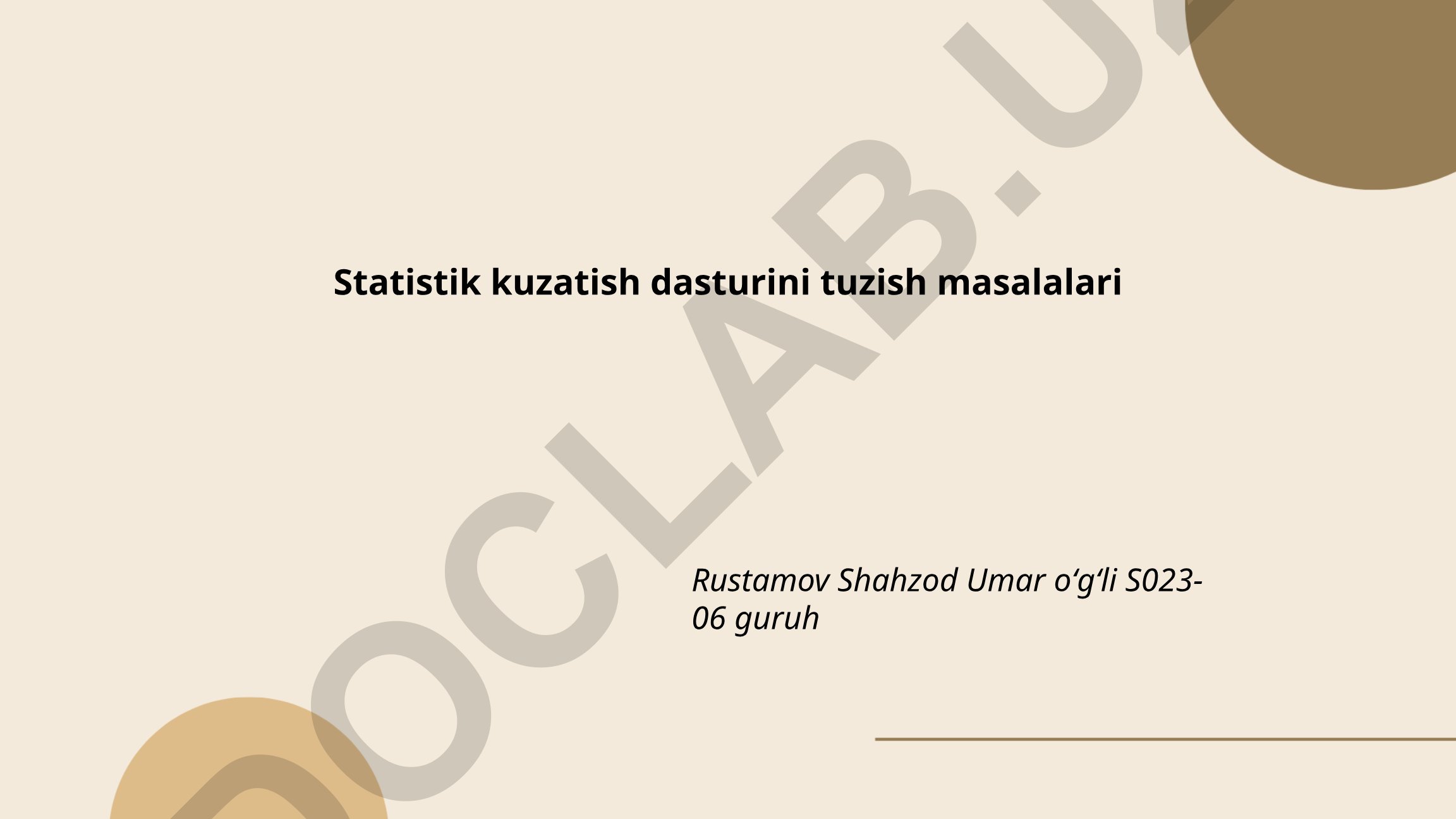 Statistik kuzatish dasturini tuzish masalalari