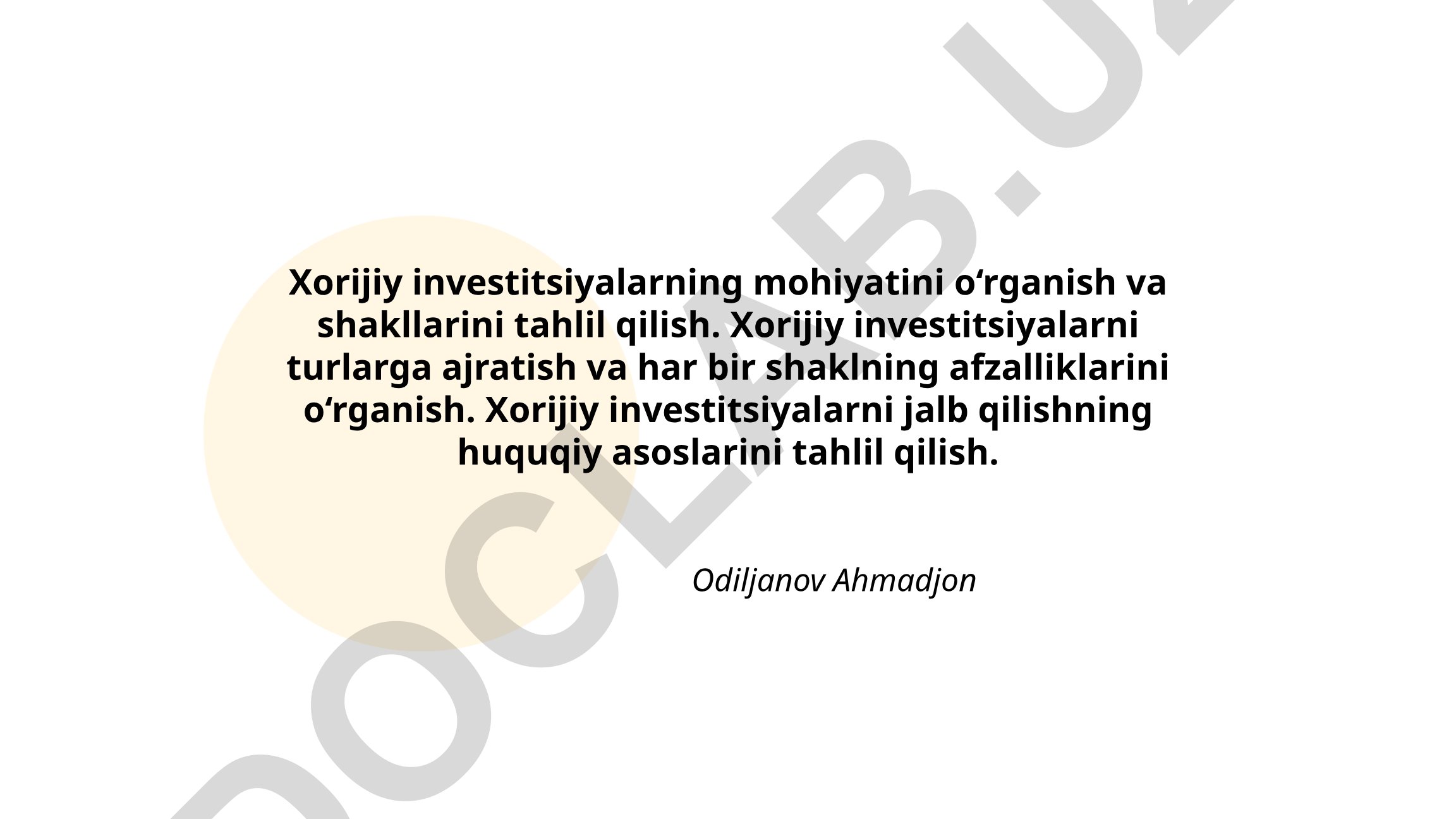 Xorijiy investitsiyalar tushunchasi, turlari va huquqiy asoslari