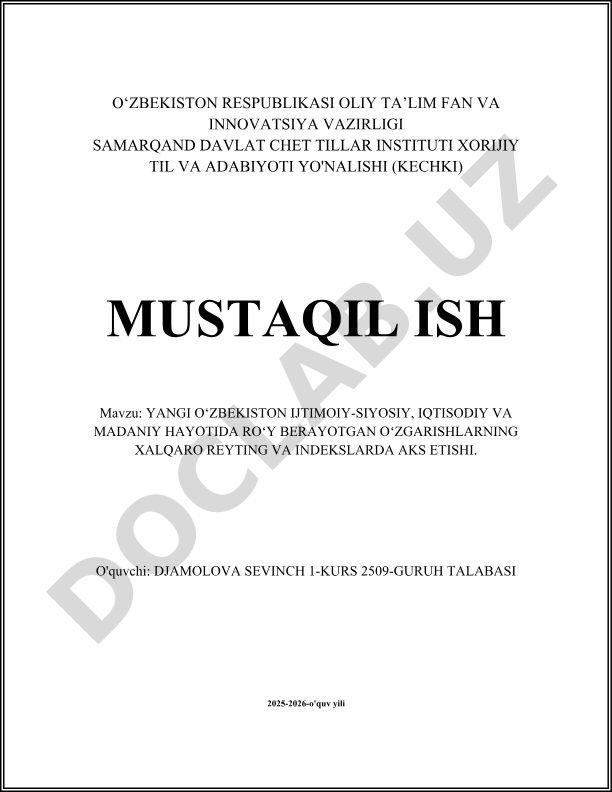 Yangi O‘zbekiston ijtimoiiy-siyosiy, iqtisodiy va madaniy hayotidagi o‘zgarishlarning xalqaro reyting va indekslarda aks etishi