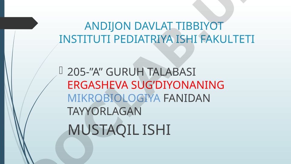 Kimyoterapiya va antibiotiklar tasnifi, talablari, asoratlari, bakteriyalarning antibiotiklarga sezgirligini aniqlash usullari
