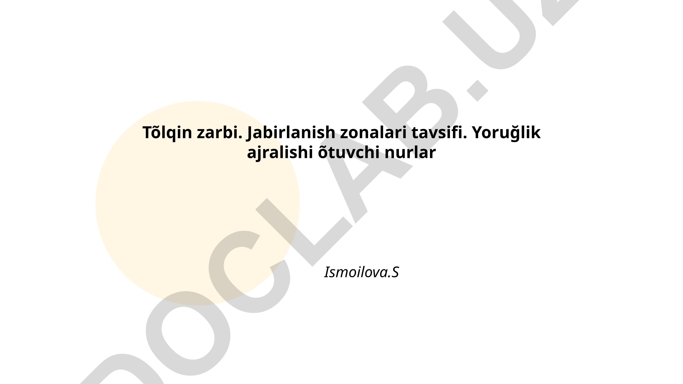 To'lqin zarbi tushunchasi va jabirlanish zonalari tavsifi