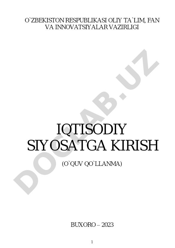 Iqtisodiy siyosatga kirish