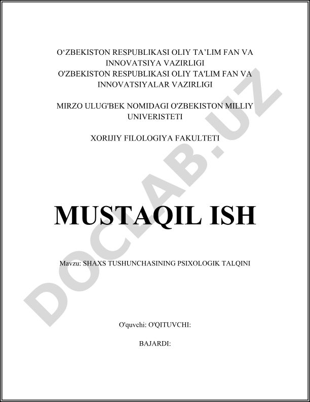 Shaxs tushunchasining psixologik talqini