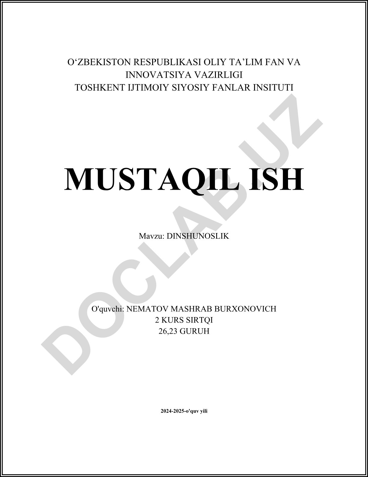 Dinshunoslik