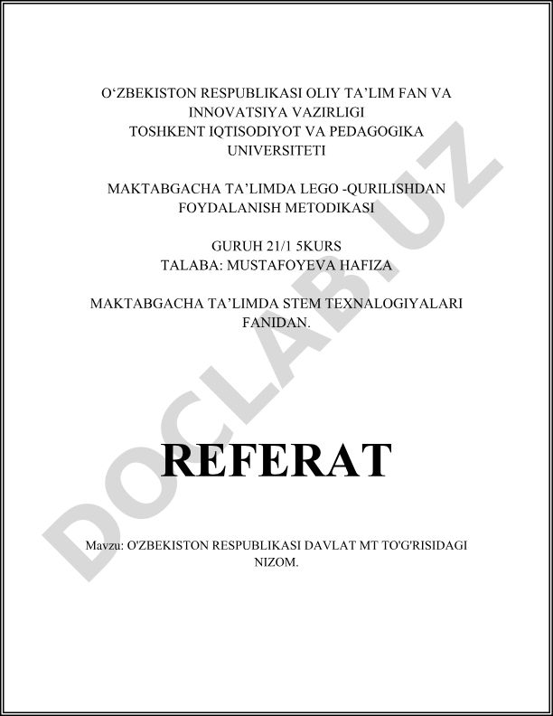 O'zbekiston Respublikasi Davlat Mulkini boshqarish to'g'risidagi Nizom