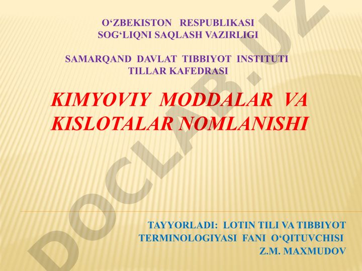 Kimyoviy moddalar va kislotalar nomlanishi