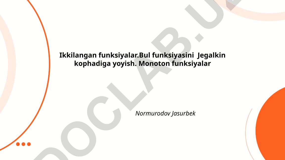 Ikkilangan funksiyalar va Jegalkin ko'phadiga yoyish