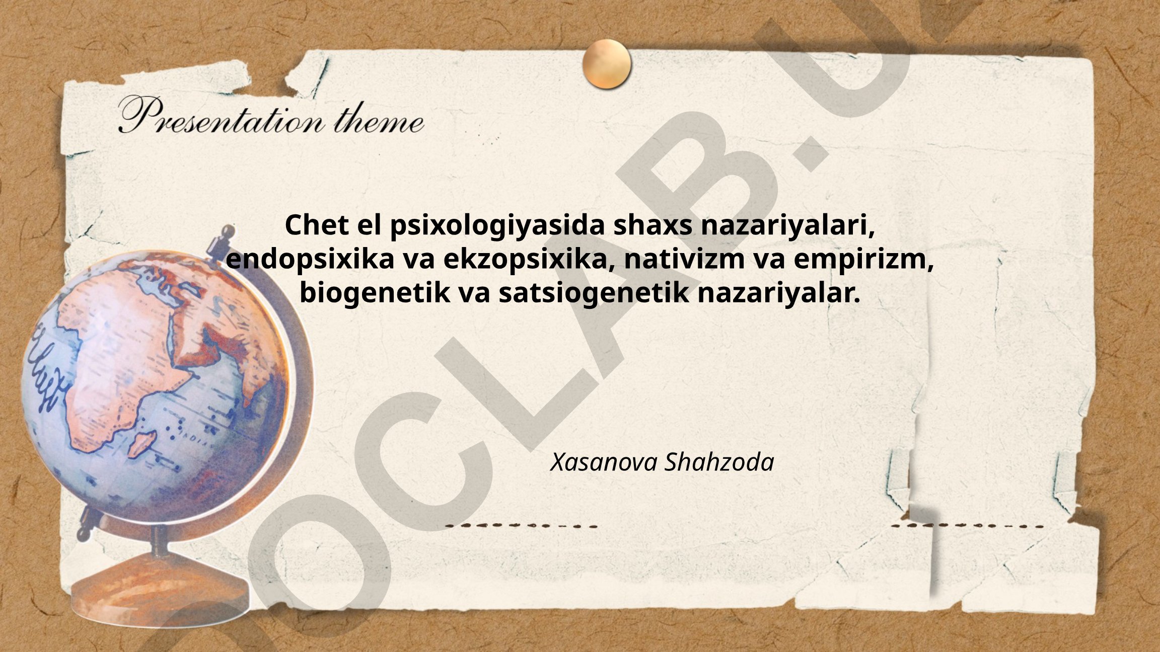 Chet el psixologiyasida shaxs nazariyalari