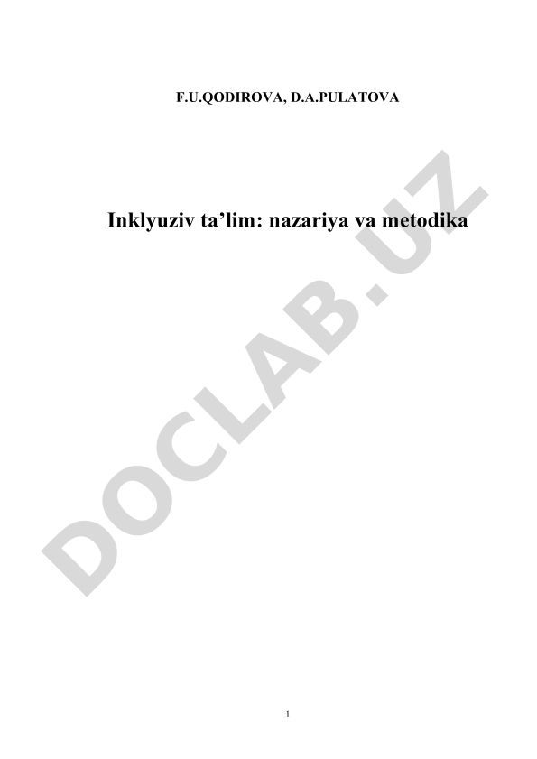 Inklyuziv ta'lim: nazariya va metodika