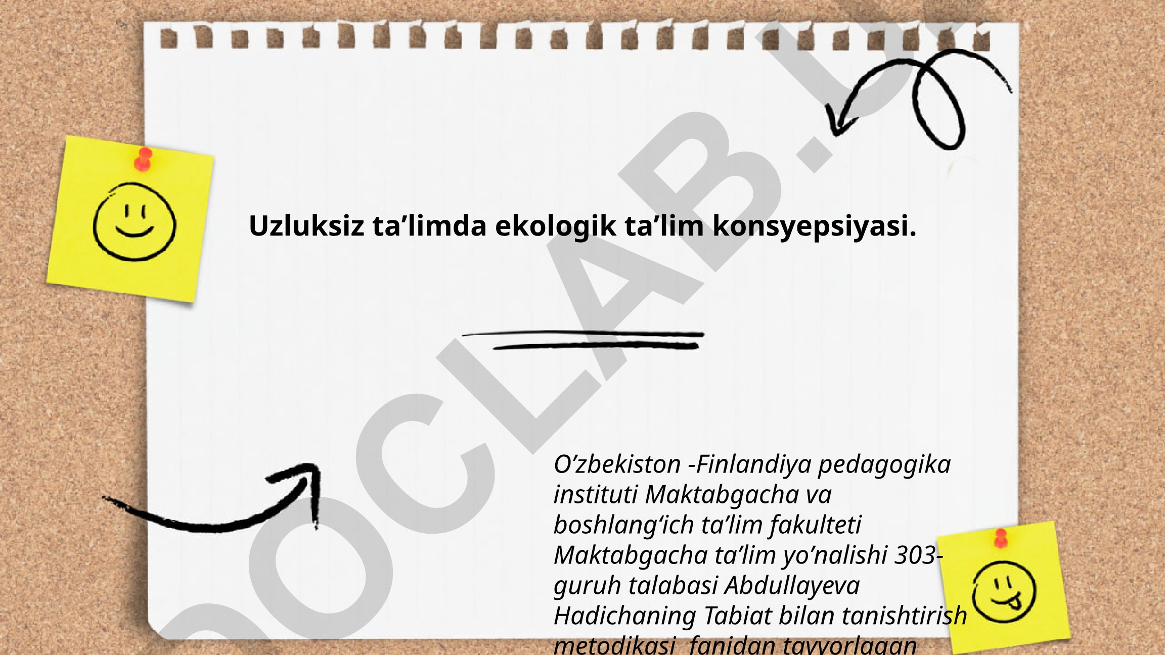 Uzluksiz taʼlimda ekologik taʼlim konsyepsiyasi