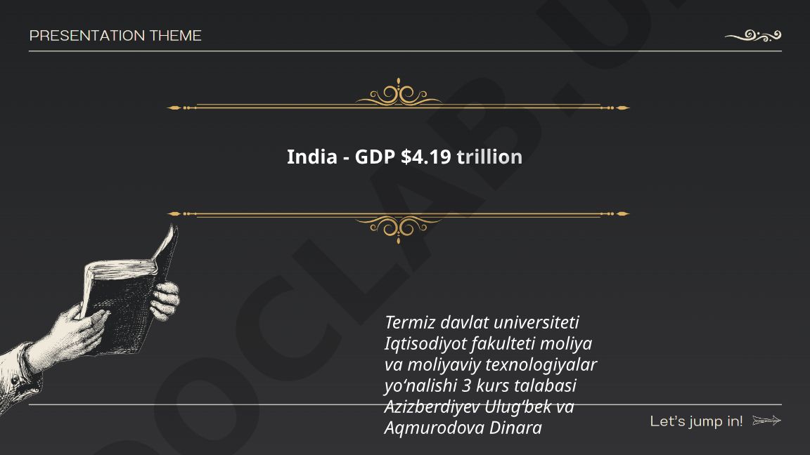 Hindistonning YaIM tahlili va iqtisodiy ko'rsatkichlari