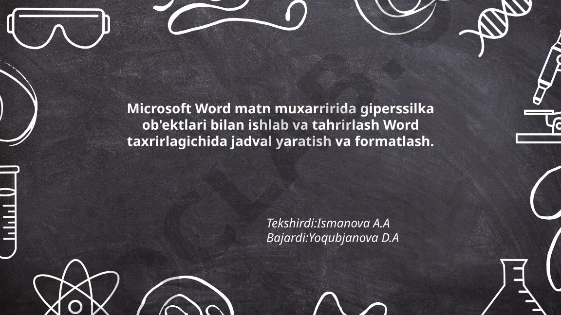 Microsoft Wordda giperssilka ob'ektlari bilan ishlash