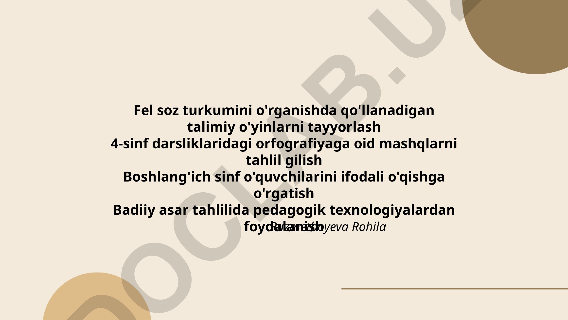 Fe'l so'z turkumini o'rgatishda ta'limiy o'yinlar va boshlang'ich sinf o'quvchilarini ifodali o'qishga o'rgatish