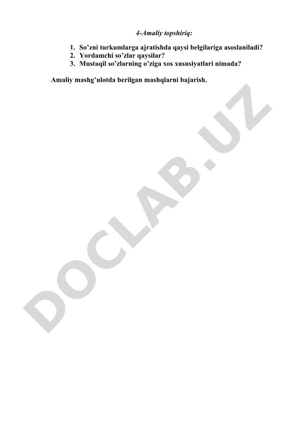 So'z turkumlari va ularning xususiyatlari