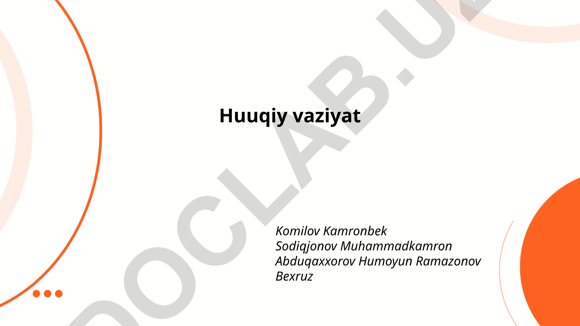 Huquqiy vaziyatning mohiyati, tushunchasi va turlari