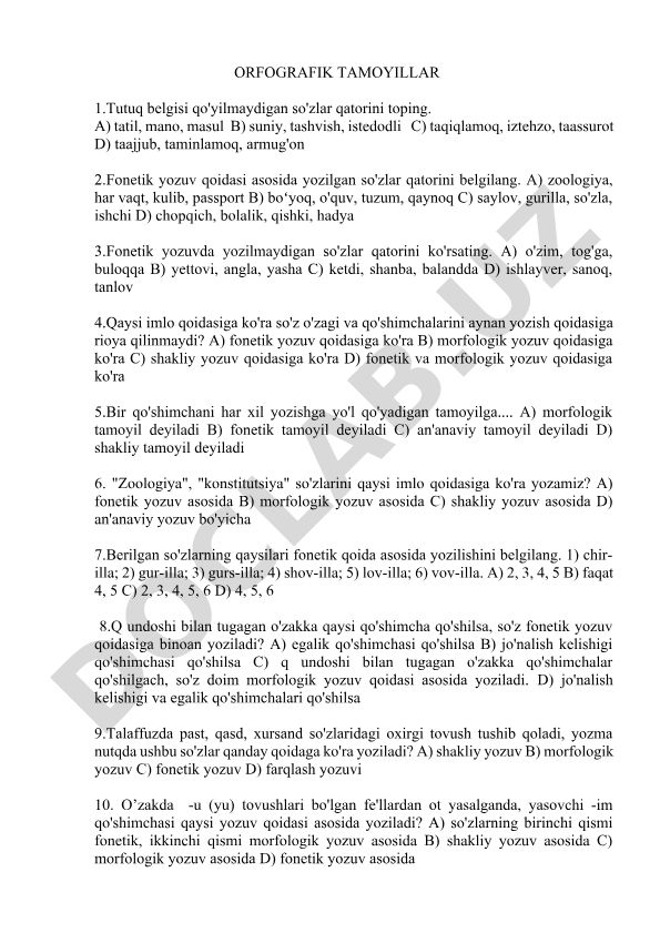 O'zbek tilida orfografik tamoyillar va imlo qoidalari
