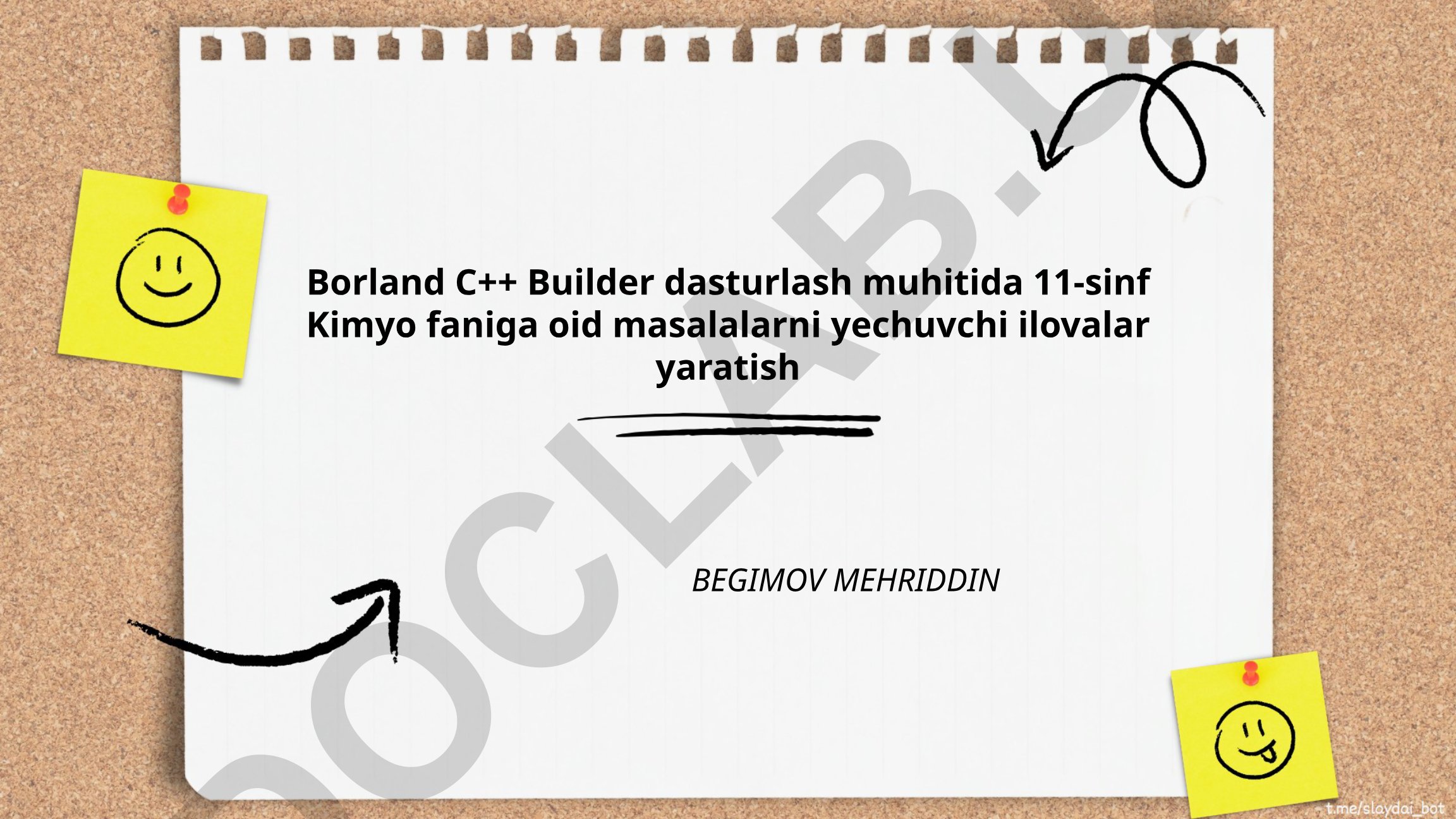 Borland C++ Builder dachida 11-sinf kimyo masalalari uchun ilovalar yaratish