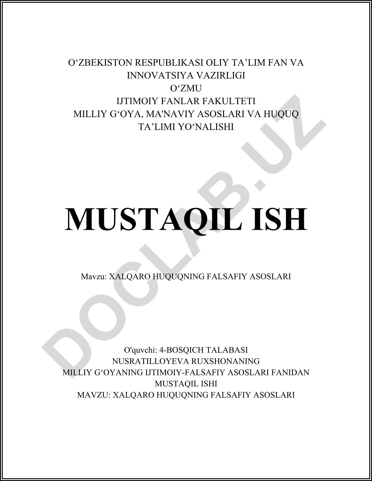 Xalqaro huquqning falsafiy asoslari