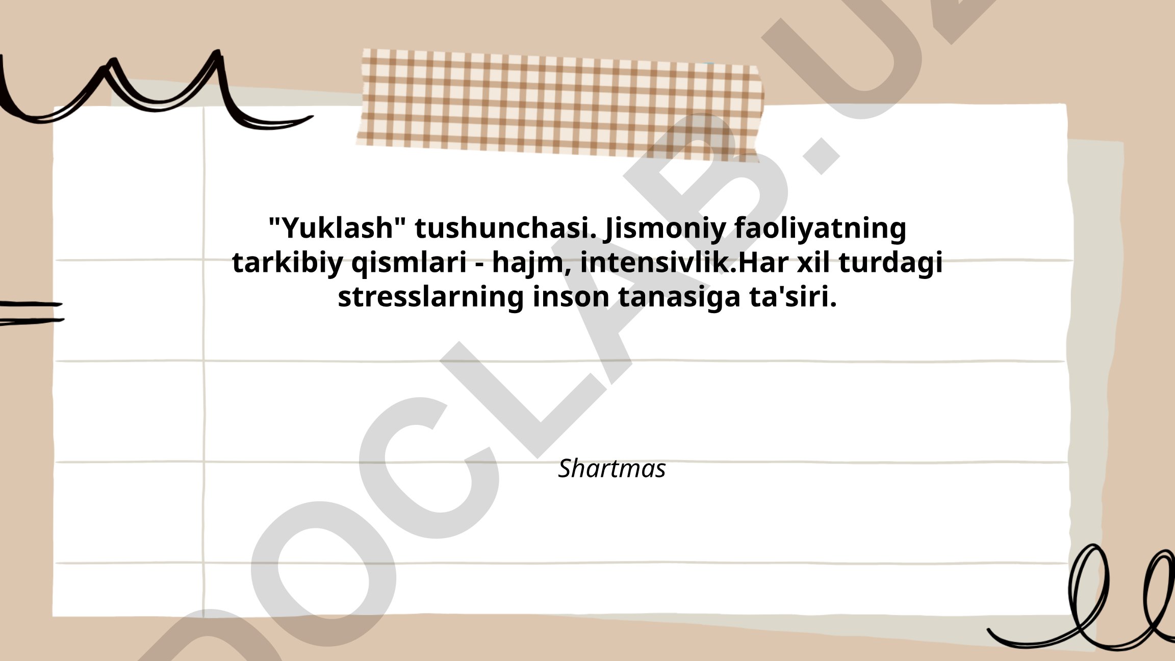 Yuklash tushunchasi va jismoniy faoliyat tarkibiy qismlari