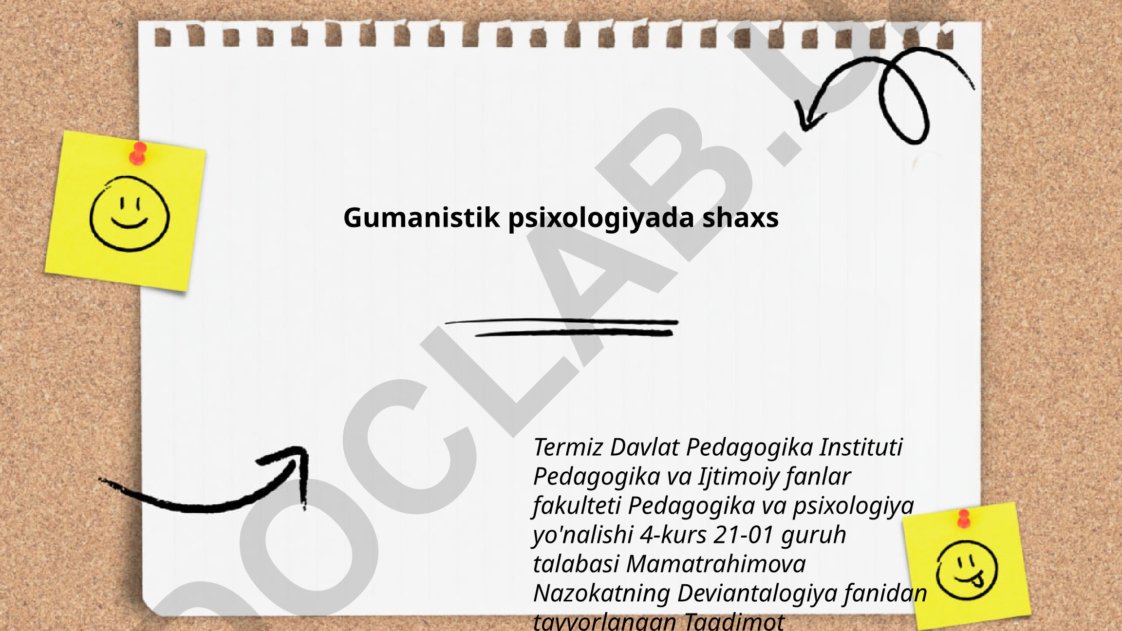 Gumanistik psixologiyada shaxs